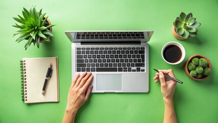 Woman's hand holding a book with a green screen, perfect for displaying digital content on a laptop or computer monitor for online business communication