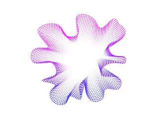A set of multicolored round abstract sound swirling glowing neon wave dots. Digital equalizer, futuristic technology. Colorful dotted circle for music poster and banner. Vector radial spectrum.