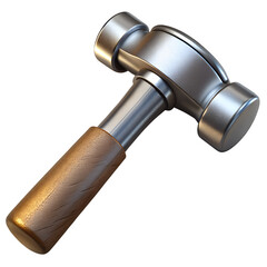 3D Render of Metal Mallet with Wooden Handle on transparent background