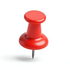 Realistic 3D Red Push Pin Icon Isolated on Transparent Background