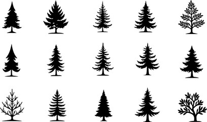 Tree  Pine, Fir & Deciduous Tree Icons vector bundle