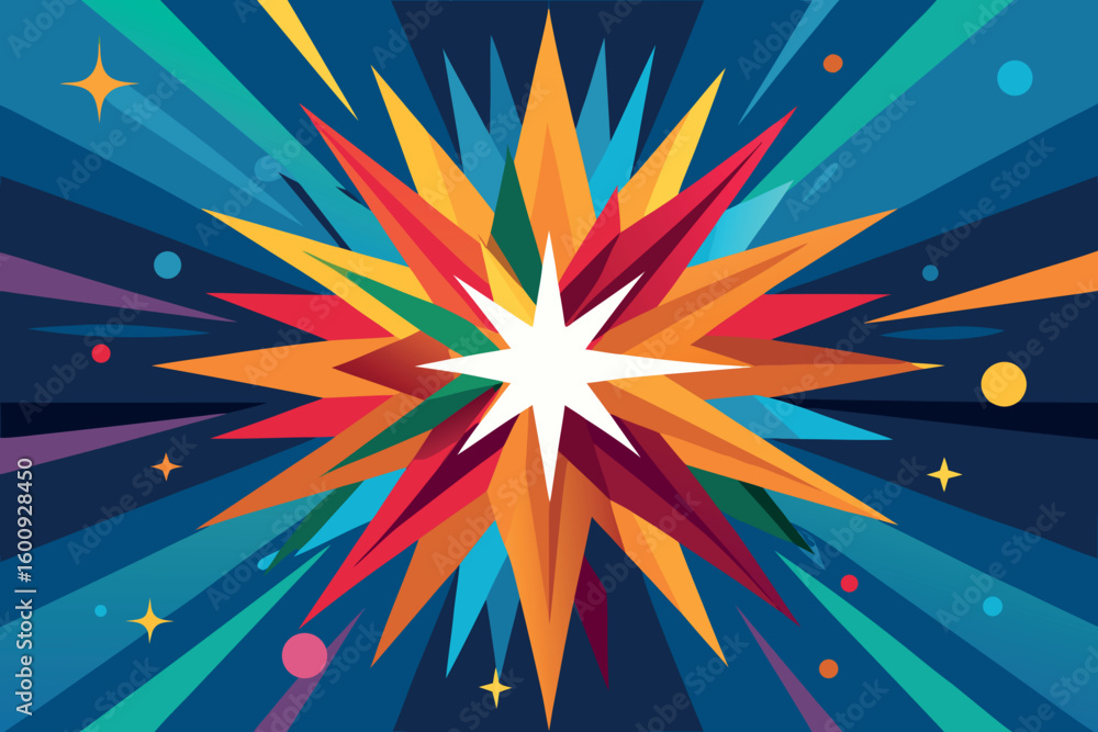 Aufkleber colorful explosion of vibrant shapes filling the background with abstract patterns and dynamic energ