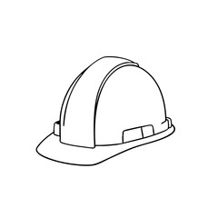 Fototapeta premium Simple line sketch of a construction hard hat 