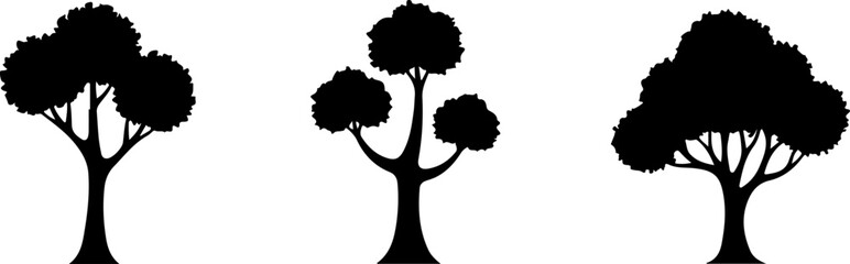 Tree Silhouette Collection – Pine, Fir & Deciduous Tree Icons vector bundle
