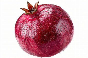 Ripe pomegranate with deep red skin isolated on white