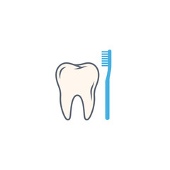 Clean dental health concept featuring a healthy tooth and a blue toothbrush for optimal oral hygiene care.