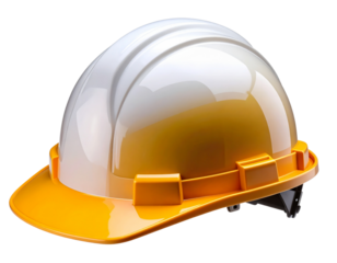  Floating Hard Hat with Reflective Tape and Curved Rain Gutter, Stylized Lighting, Transparent Background