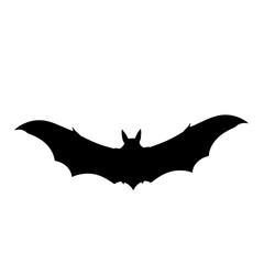 a dramatic silhouette of a bat with outstretched wings against a stark white background, perfect for halloween