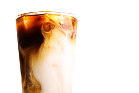 a glass of iced coffee with a white background - Powered by Adobe