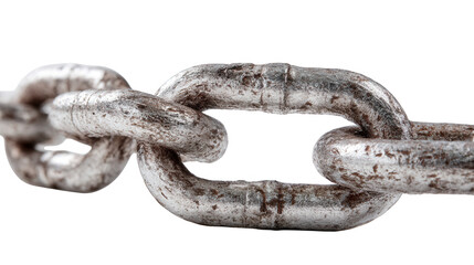 Obraz premium Close up of a sturdy metallic chain with weathered links showing strength and connection concept