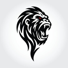 Roaring Gorilla Head Logo Fierce Ape Mascot Vector Design