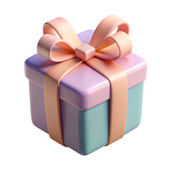 3D Gift Box with Ribbon and Bow Icon for Celebration and Surprise