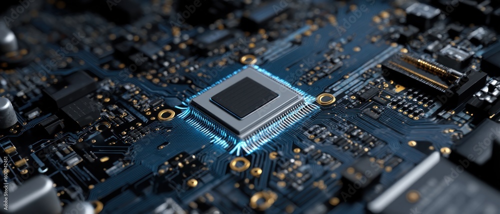 Poster high-tech microchip: a close-up look at modern technology's core