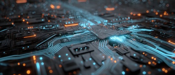 Obraz premium Abstract Circuit Board: Digital Technology and Futuristic Network