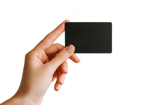 Elegant hand holding black card mockup representing business finance and modern communication tool for design