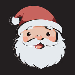 Cute Santa Claus Face Vector Illustration,Cartoon Santa Head Icon for Christmas Design,Smiling Santa Claus Avatar in Flat Style,Minimalist Santa Face Clipart for Holiday Use,Adorable Santa Claus Vecto
