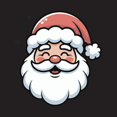 Cute Santa Claus Face Vector Illustration,Cartoon Santa Head Icon for Christmas Design,Smiling Santa Claus Avatar in Flat Style,Minimalist Santa Face Clipart for Holiday Use,Adorable Santa Claus Vecto
