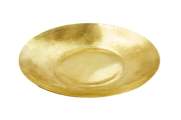 a gold plate with a white background