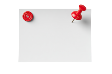 Blank white paper with two red pushpins