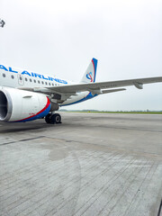 Yekaterinburg, Russia - June 2025: Plane on the runway 