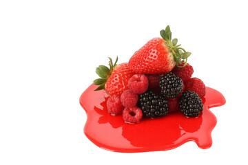 Strawberries and Tropical Berries Composition with Transparent Background