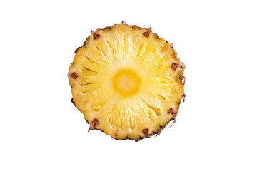 a pineapple cut in half on a white surface