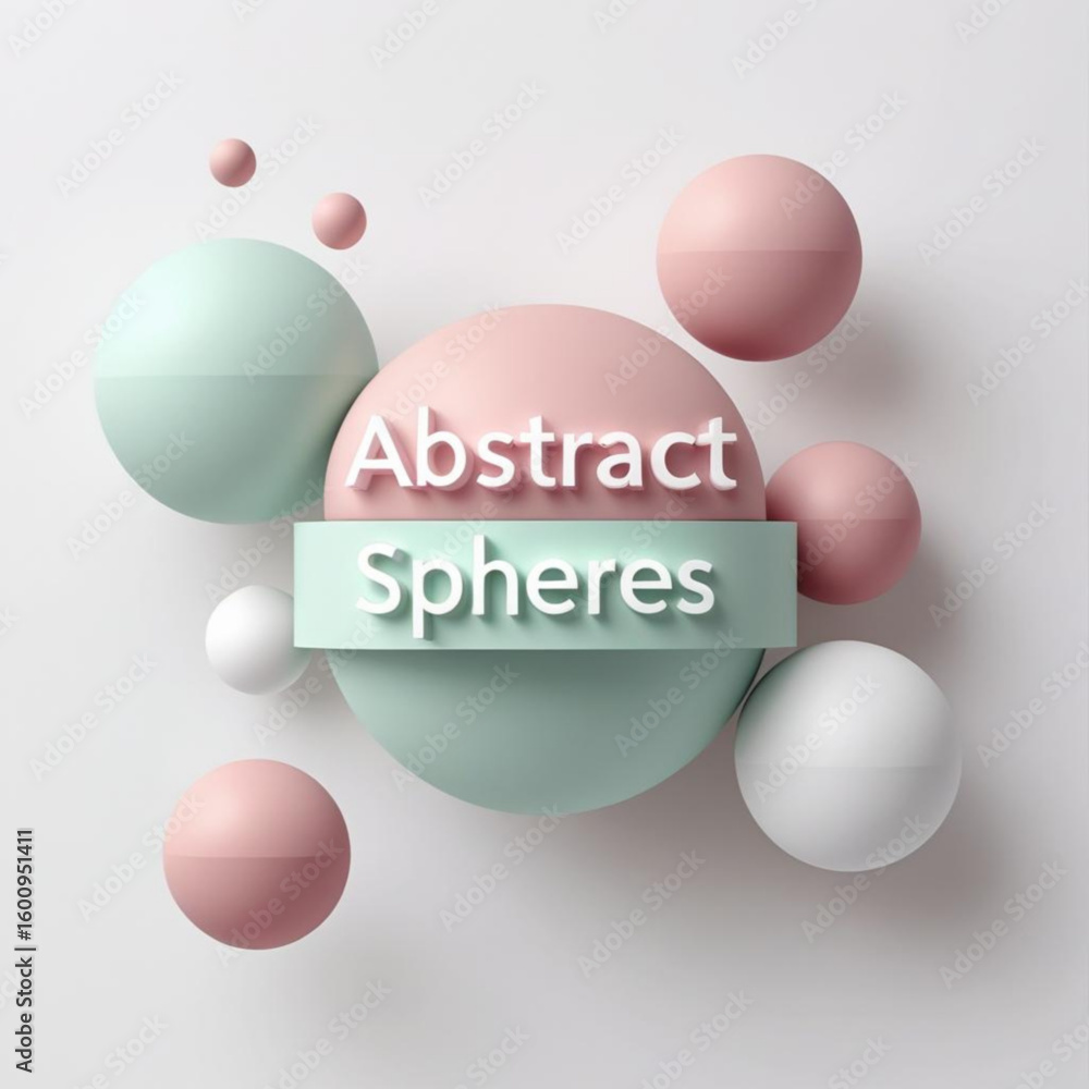 Aufkleber Pastel colored orbs arranged in an abstract composition with a rectangular element in the middle, light theme.