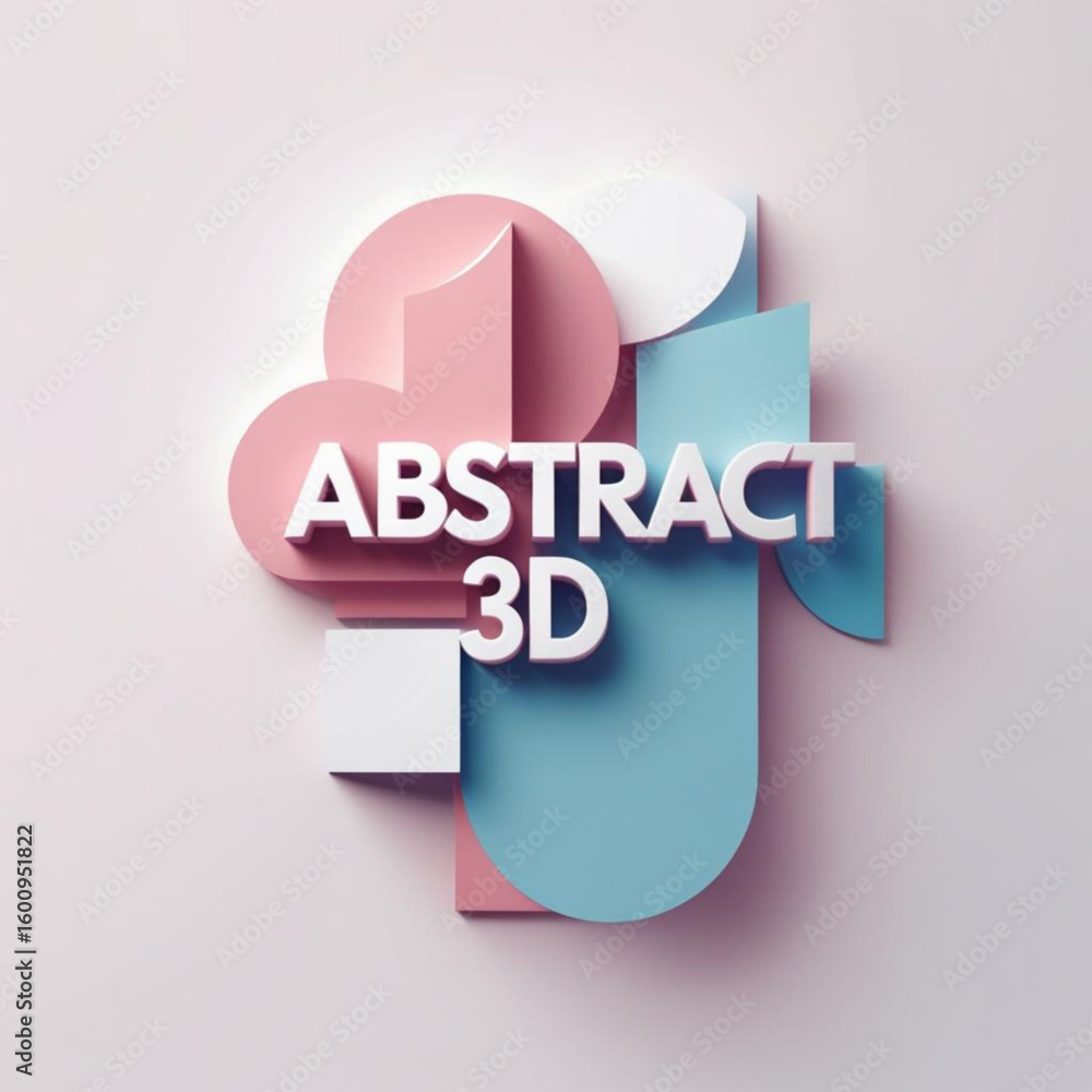 Fototapete geometric composition with pastel hues and three dimensional text elements creating a modern design 
