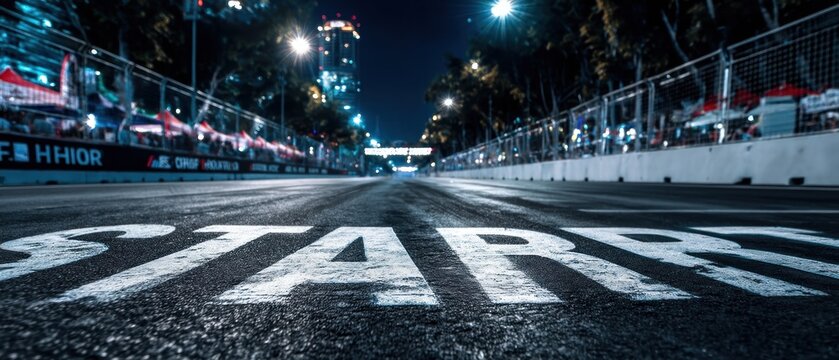 Night Race Start Line: Adrenaline and Competition