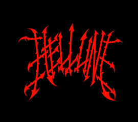 vector illustration design of a tribal metal logo with the word HELL LINE written on it 