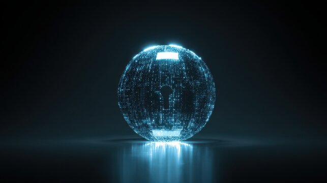 Secure Data Protection: A futuristic concept of digital files safely secured within a glowing digital sphere, symbolizing data protection and security. - Powered by Adobe