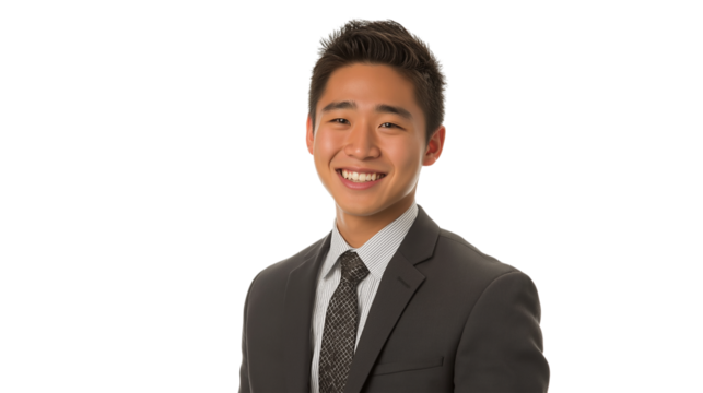 Smiling Asian Businessman in Suit and Tie Portrait
