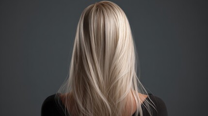 Naklejka premium the woman from behind is a blonde with straight hair