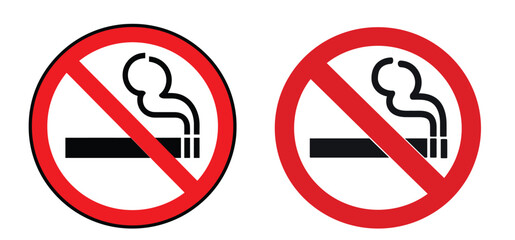 A set of isolated red circle vector prohibition signs, including no smoking, no parking, and do not enter symbols, warning of forbidden danger