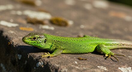 Fototapeta premium Green Lizard on Stone