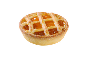 a small pie with a lattice of crust