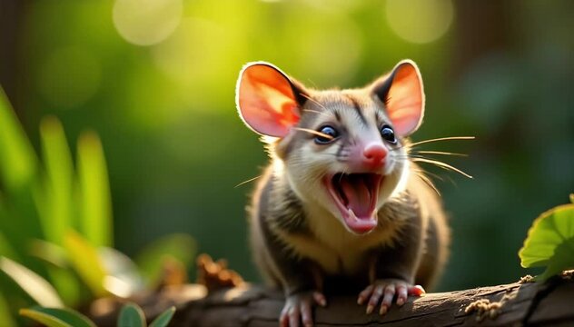 Brushtail possum laughing with chattering sounds