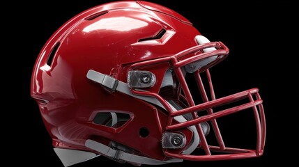 Fototapeta premium Side view of red football helmet