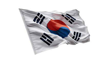 South Korea Flag Fluttering on Transparent Backdrop