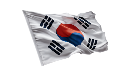 South Korea Flag Fluttering on Transparent Backdrop