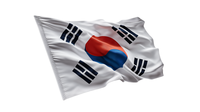 South Korea Flag Fluttering on Transparent Backdrop - Powered by Adobe
