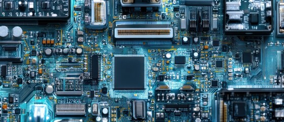 Intricate Circuit Board: A Close-Up of Electronic Components