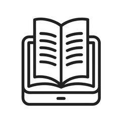 E book icon on white background, Vector illustration   digital reading formats and resources for modern literature and learning