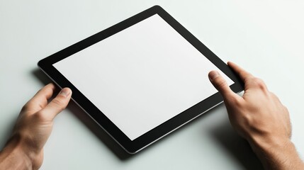 digital tablet with blank display, flat lay style, clean white background