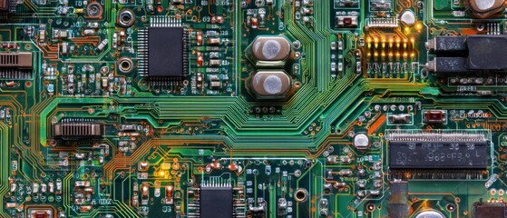 Intricate Circuit Board: A Close-Up View of Electronic Components