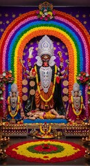 Obraz premium Kali puja festival celebration hindu goddess india hinduism diwali celebration spiritual art