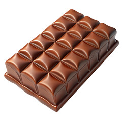 3D Glossy Chocolate Bar with Rectangular Segments and Rich Texture on transparent background