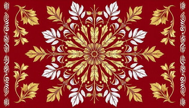 Ornate floral pattern on a red background