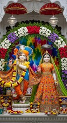 Krishna radha deities idols hinduism bhakti yoga spiritual statues indian culture temple decor