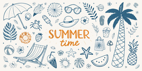 Fototapeta premium set of summer beach elements